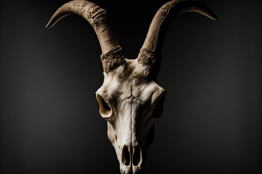 Goat remains a goat's skull against a dark background. Generative AI