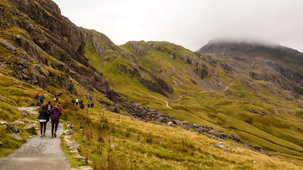 Snowdon mountain landscapes in Snowdonia National Park, Wales, UK.