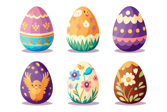 set vector illustration of aester colorful egg isolate on white background