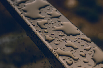 water drops on a metal surface