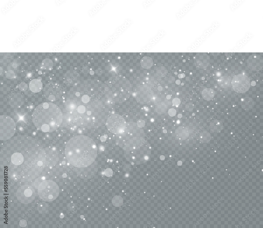 Poster light effect with glitter particles.christmas dust.white sparks shine with special light.