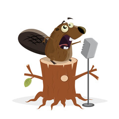 funny cartoon beaver is singing © shockfactor