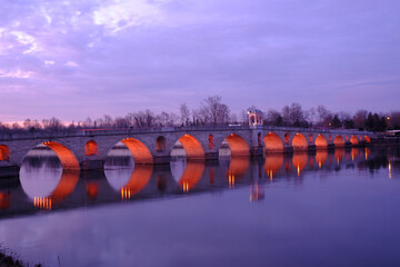 A historical bridge. Meric Bridge, also known Mecidiye Bridge.