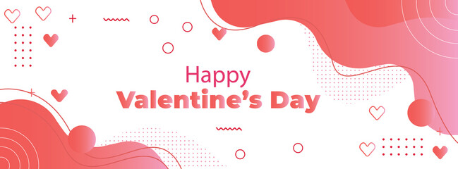 Colorful template banner in red and pink colors, valentine's day background