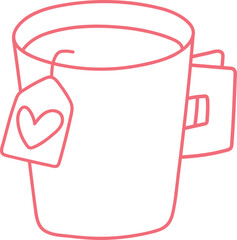 Paper Coffee Tea Hot Cup Heart Doodle Outline Illustration