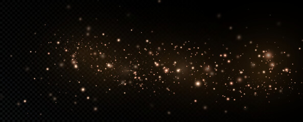 Fototapeta premium Golden sequins glow with many lights. Glittering dust. Luxurious background of golden particles.