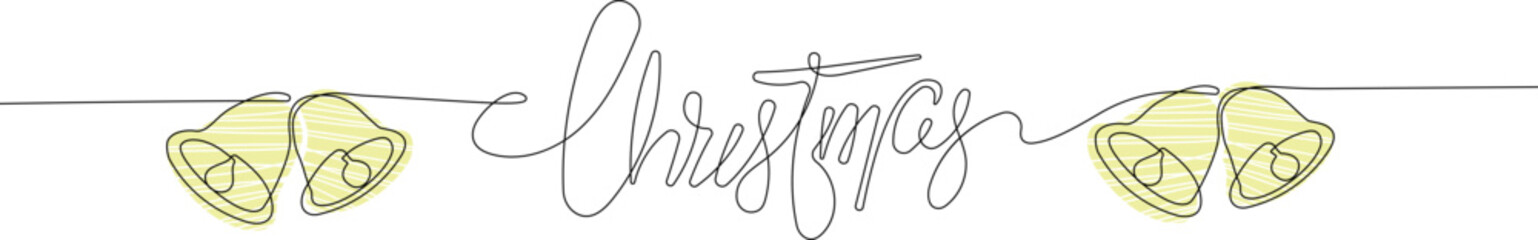 New 2022 Year is coming. Continuous one line drawing of christmas symbols. Minimalism vector simplicity design. Vector illustration