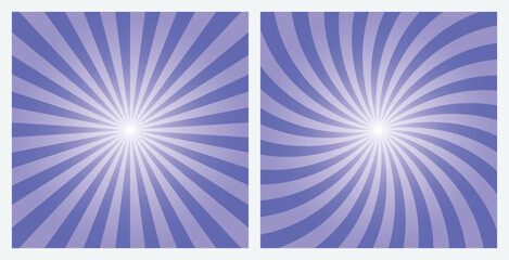  Medium Slate Blue rays background. Sunburst pattern background set. Radial and swirl retro style background in pop art style.