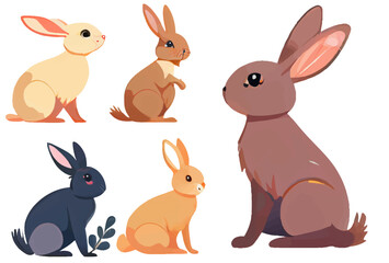 set vector illustration of rabbit on white isotate background
