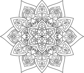 Mandala white background.Adult coloring page