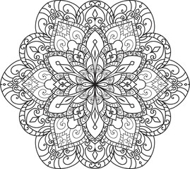 Mandala white background.Adult coloring page