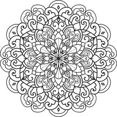 Mandala white background.Adult coloring page