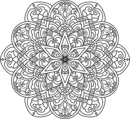Mandala white background.Adult coloring page