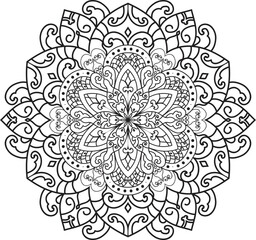 Mandala white background.Adult coloring page