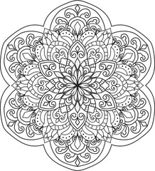 Mandala white background.Adult coloring page