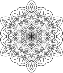 Mandala white background.Adult coloring page