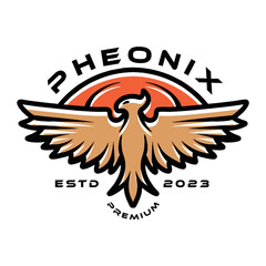 Phoenix bird Logo Design Animal Emblem Vector illustration Badge Symbol Icon