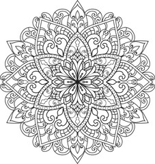 Mandala white background.Adult coloring page