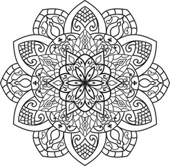 Mandala white background.Adult coloring page