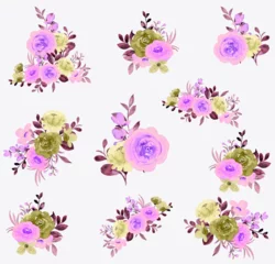 Fototapete Blumen seamless watercolor abstract floral background with leaves