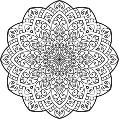 Fototapeta premium Mandala white background.Adult coloring page