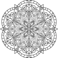 Mandala white background.Adult coloring page