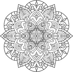 Black and white Mandala illustration Hand drawn outline Mandala.Mandalas for coloring book	