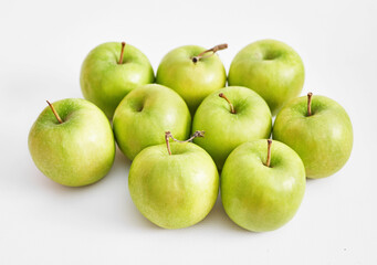 Apples on white background. Fruits and vitamins. Healthy eating. Veganism, diet