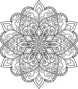 Black and white Mandala illustration Hand drawn outline Mandala.Mandalas for coloring book	