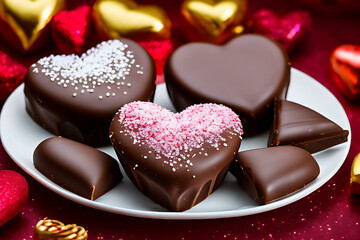 heart shaped chocolate on a plate Celebrate Your Love with These Irresistible Valentine's Day Chocolates Generative AI