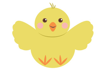 飛んでるひよこのかわいいイラスト　主線なし 全身