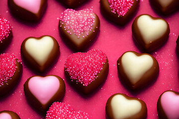Naklejka na ściany i meble Indulge in Love: Delicious Chocolates for a Sweet and Romantic Valentine's Day Treat Generative AI