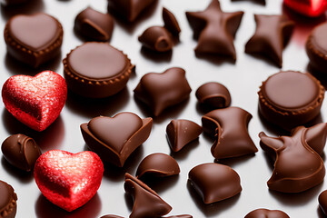 Fototapeta premium Celebrate Your Love with These Irresistible Valentine's Day Chocolates Generative AI