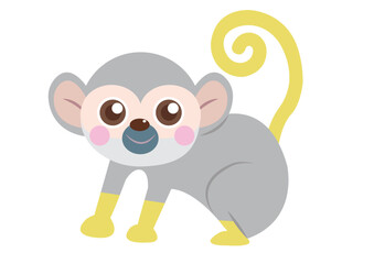 リスザルのイラスト　主線なし　全身