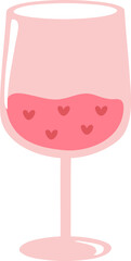 Kawaii Wine Glass Valentine Illustration Doodle Isolated Cheers