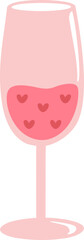 Kawaii Wine Glass Valentine Illustration Doodle Isolated Cheers