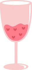 Kawaii Wine Glass Valentine Illustration Doodle Isolated Cheers