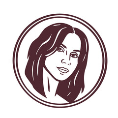 Portrait of a young brunette girl with a monochrome bob, vector illustrati