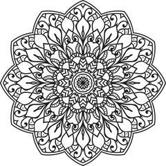 Black and white Mandala illustration Hand drawn outline Mandala.Mandalas for coloring book