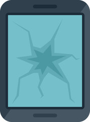 Tablet broken screen icon flat vector. Repair mobile. Computer service isolated