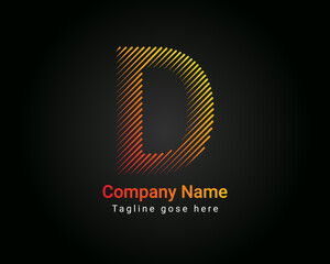 Letter D Initial minimal line font style Logo in colorful strokes. Creative typography letter D logo design
