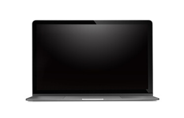 Laptop with blank screen on transparent png
