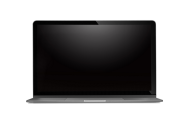 Laptop with blank screen on transparent png