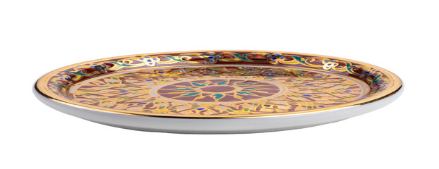 Benjarong plate is a traditional art in Thailand on transparent png