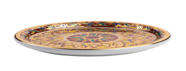 Benjarong plate is a traditional art in Thailand on transparent png