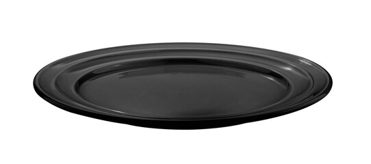 empty black plate on transparent png
