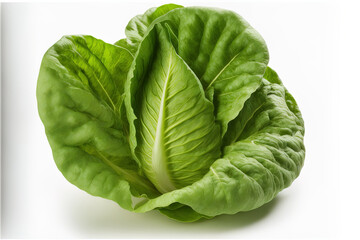 Butterhead lettuce in green, isolated on white. Generative AI - obrazy, fototapety, plakaty