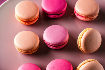 Fototapeta na wymiar Indulge in Love: Delicious Pink and Chocolate Macarons for Valentine's Day Generative AI