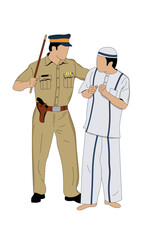 Indian police officer and prisoner 
