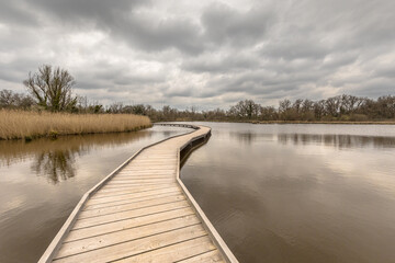 Fototapeta premium Wetland boardwalk in Nature reserve France